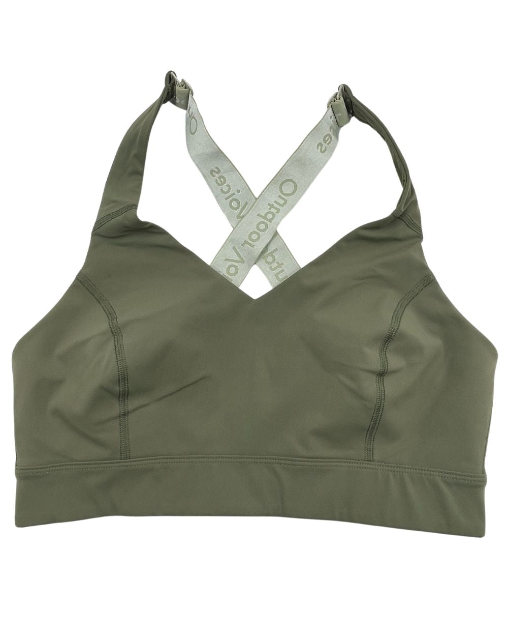 Outdoor Voices Green Pink Sport Bra For Women X Large | ThriftHub.pk