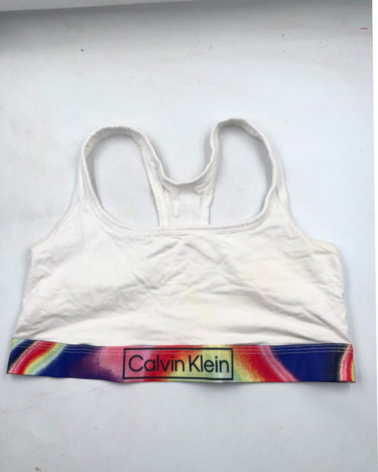 Calvin Klein White Sport Bra For Women Large