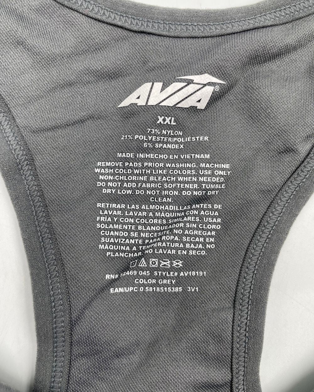 Avia Gray Sport Bra For Women XXL | ThriftHub.pk