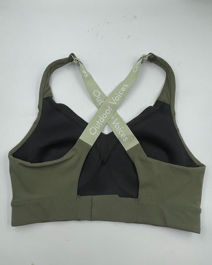 Outdoor Voices Green Pink Sport Bra For Women X Large | ThriftHub.pk