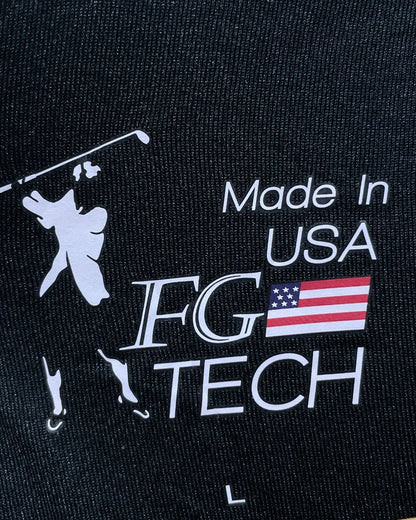 FG Tech Black Sport Polo T Shirt  For Men L