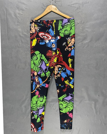 Mighty Fine Marvel 3D Black Print Sport Gym Tights For Women XS