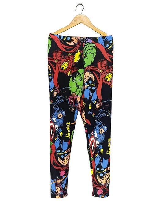 Mighty Fine Marvel 3D Black Print Sport Gym Tights For Women XS