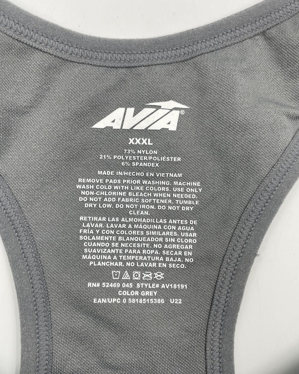 Avia Gray Sport Bra For Women 3X Large | ThriftHub.pk