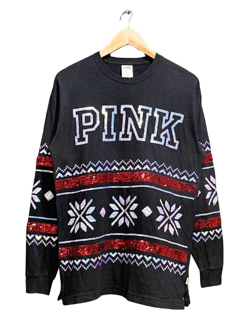 Pink Black Cotton T Shirt For Women XS | ThriftHub.pk