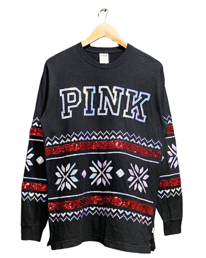 Pink Black Cotton T Shirt For Women XS | ThriftHub.pk