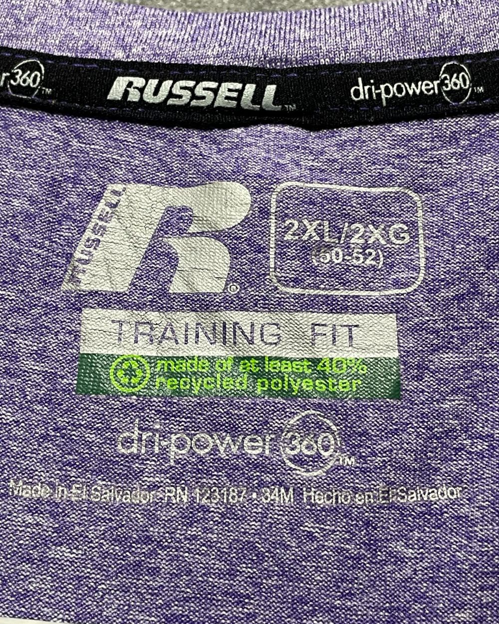 Russell Purple Sport T Shirt  For Men XX Large