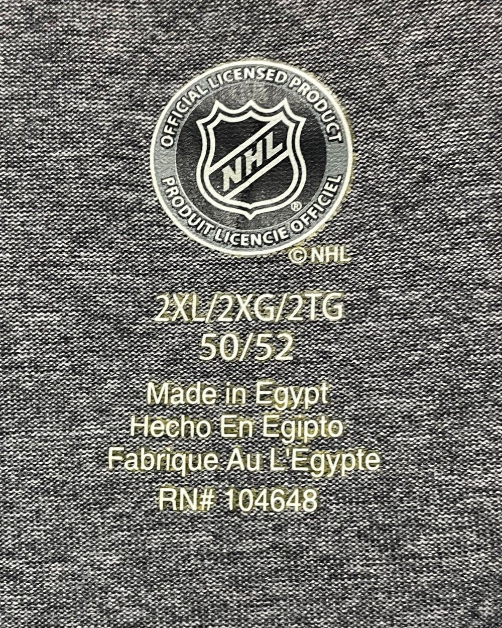 NHL Gray Sport T Shirt  For Men XX Large