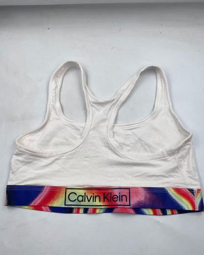 Calvin Klein White Sport Bra For Women Large