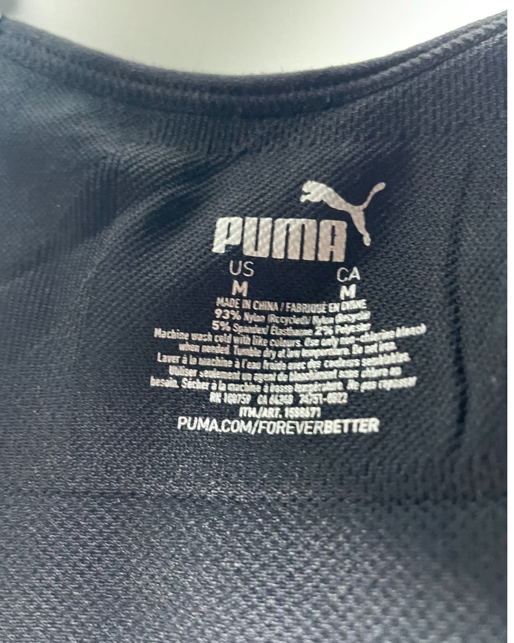 Puma Black Sport Bra For Women Medium