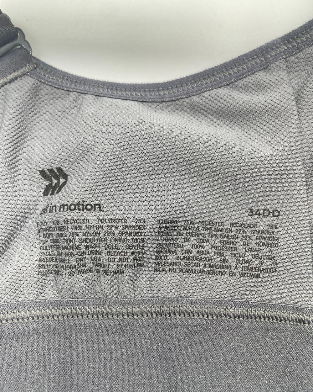 All In Motion Gray Sport Bra For Women S | ThriftHub.pk