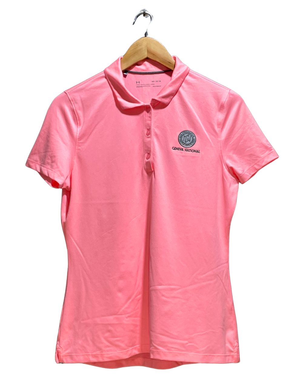 Under Armour Pink Sport Polo T Shirt For Women Medium | ThriftHub.pk