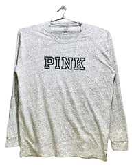 Pink Gray Cotton T Shirt For Women M | ThriftHub.pk