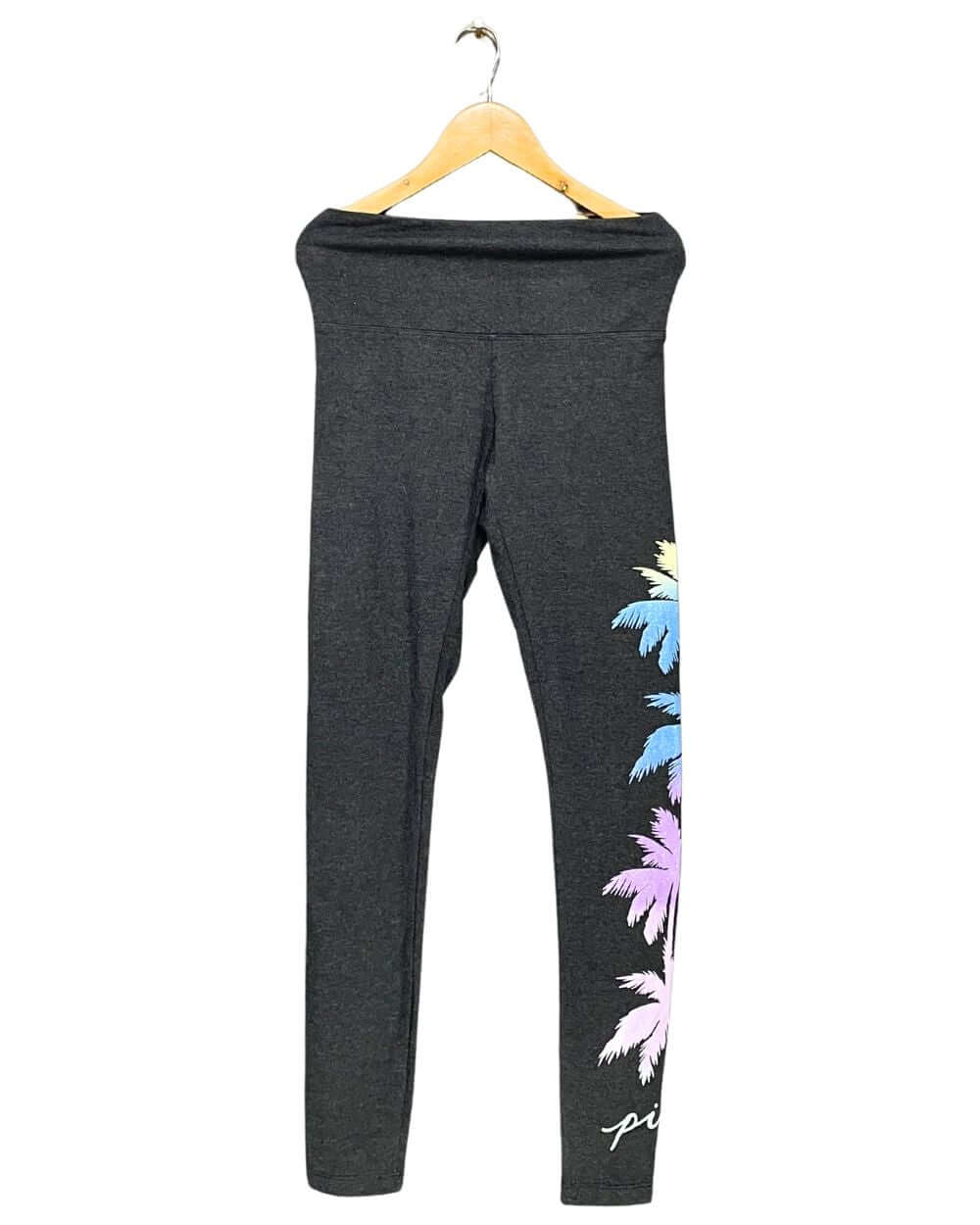 Pink Gray Sport Gym Tights For Women XS | ThriftHub.pk