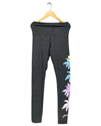 Pink Gray Sport Gym Tights For Women XS | ThriftHub.pk