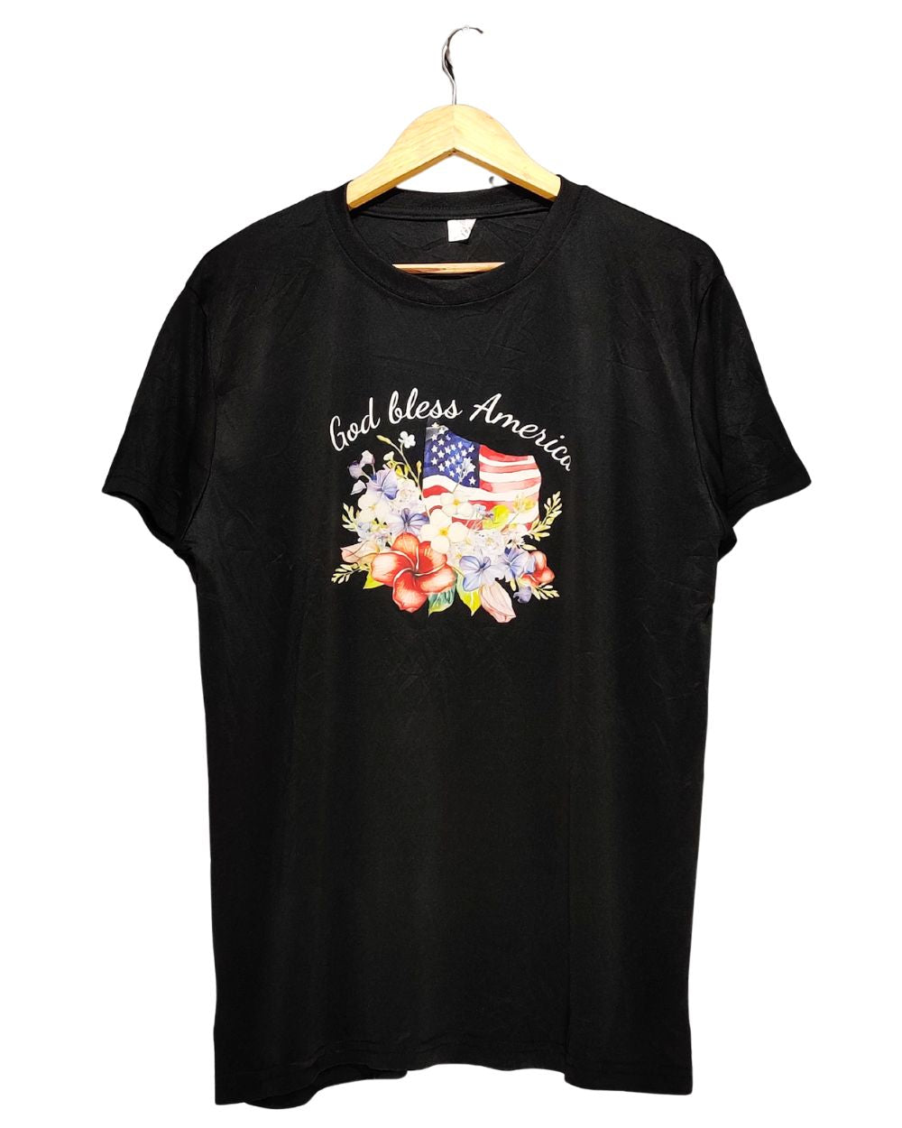 God Bless America Black Sport T Shirt  For Men L