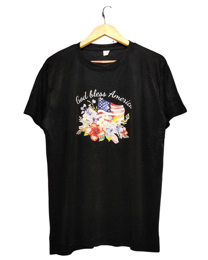 God Bless America Black Sport T Shirt  For Men L