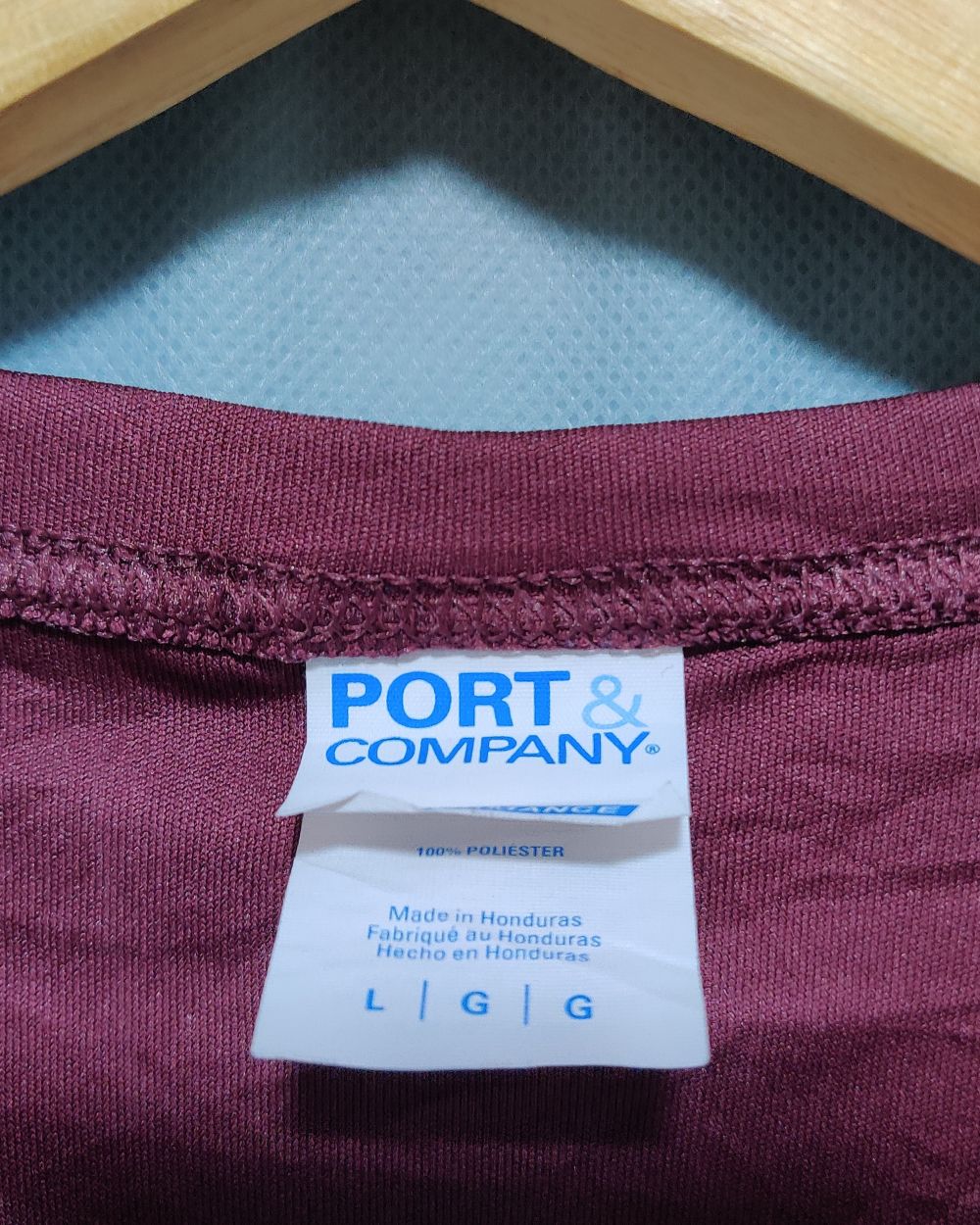 Port & Company Maroon Sport T Shirt  For Men L