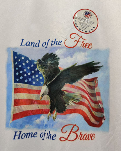 Land Of The Free White Sport T Shirt  For Men L