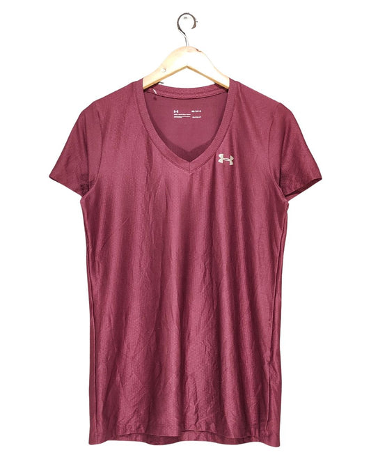 Under Armour Maroon Sport T Shirt For Women M